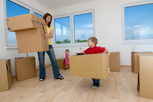 Professional moving team in Barbican preparing belongings for transport