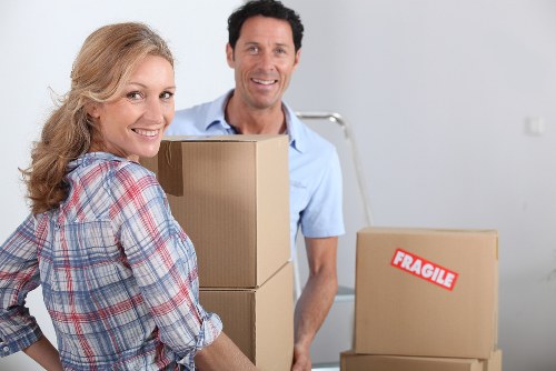 Barbican office removals van service with boxes and equipment